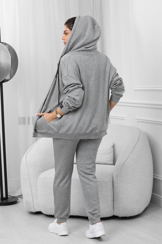 ترنج شتوي كاجوال هودي بسحاب وبنطال