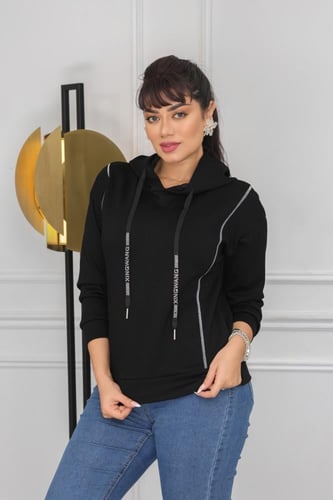 هودي سادة بأكمام طويلة وغطاء للرأس