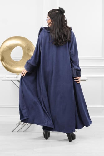 فروة شتوية طويلة ناعمة مبطنة بالفرو من الداخل وأكم...