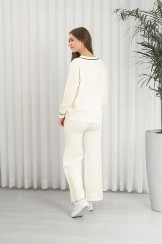 ترنج شتوي كاجوال توب أزرار بأكمام طويلة وياقة V وب...