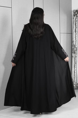 عباية قماش كريب الفاخر مزينة بتطريز ملون لف