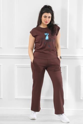 ترنج نسائي كاجوال طبي ربع كم مزين بطبعة فتاة باللو...