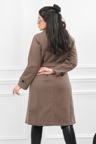 جاكيت شتوي كلاسيكي طويل يصل لأسفل الركبة بياقة مزد...