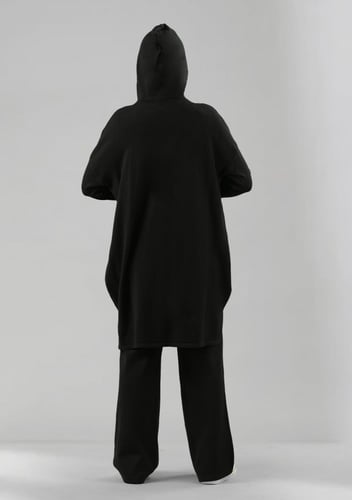 ترنج شتوي كاجوال توب طويل وقبعة وبنطال واسع