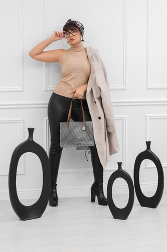 هاينك نسائي بلا أكمام ذات ياقة مدورة متعدد الألوان