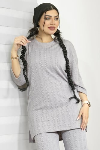 ترنج نسائي كاجوال بقماش نافر وأكمام لمنتصف الساعد...