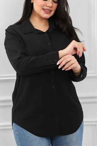 قميص نسائي بأكمام طويلة وطول يغطي الورك