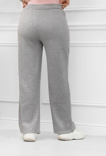 بنطال كاجوال نسائي سادة بأرجل واسعة وأربطة