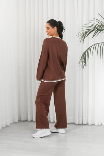 ترنج شتوي كاجوال بأكمام طويلة وياقة مدورة وجيب صغي...