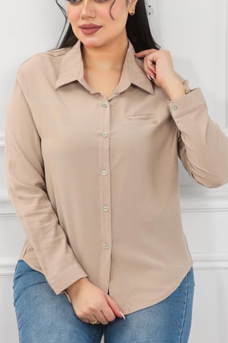 قميص نسائي بأكمام طويلة وأزرار صغيرة