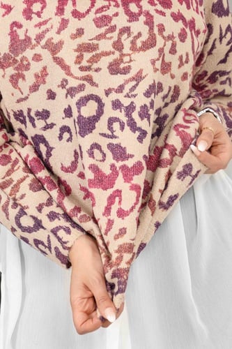 بلوفر بأكمام طويله متعدد الألوان