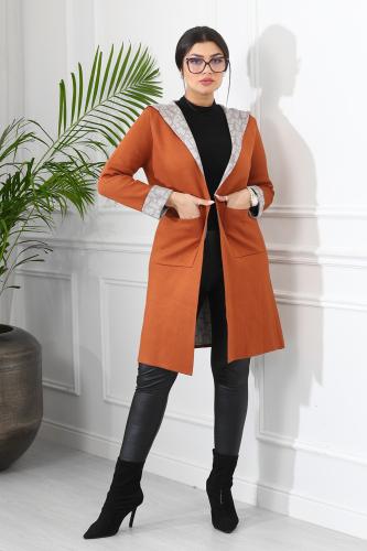 جاكيت شتوي رسمي طويل يصل للركبة مزود بنقشة مميزة ع...