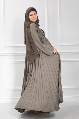 عباية قماش بلمسة حرير زيتي بتكسير كامل العباية