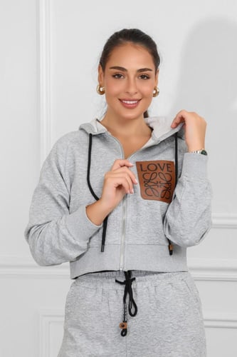 ترنج شتوي كاجوال سحاب بأكمام طويلة وجاكيت قصير