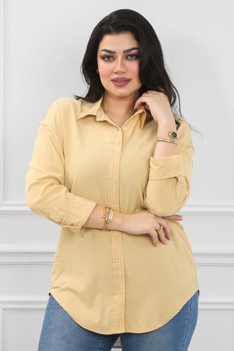 قميص نسائي بأكمام طويلة وطول يغطي الورك