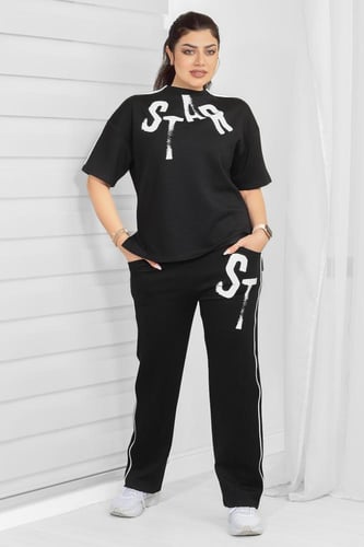 ترنج نسائي كاجوال تيشرت بياقة مرتفعة وأكمام متوسطة...