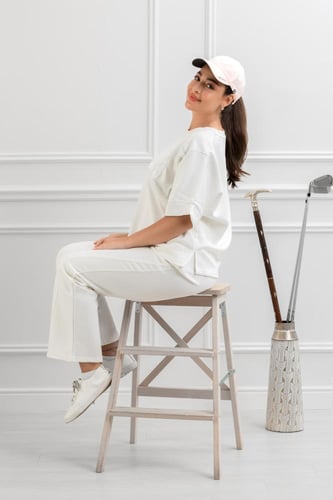 ترنج نسائي كاجوال طبي صيفي بنطال مع تيشرت بياقة دا...