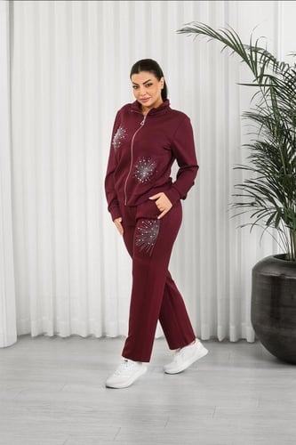 ترنج شتوي كاجوال سحاب بأكمام طويلة وستراس