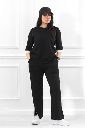 ترنج نسائي كاجوال سادة بنهايات أكمام باللون الأبيض...