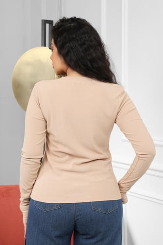 تيشرت نسائية كاجوال بأكمام طويلة بفتحات للإبهام في...