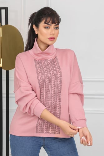 بلوزة نسائية أكمام طويله بياقة مرتفعة