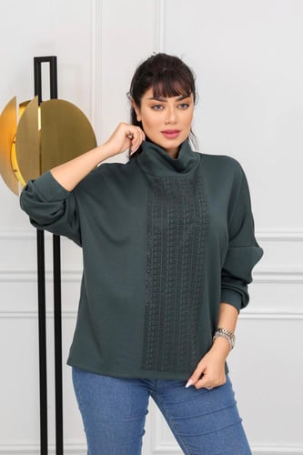 بلوزة نسائية أكمام طويله بياقة مرتفعة