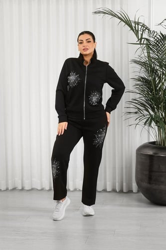 ترنج شتوي كاجوال سحاب بأكمام طويلة وستراس