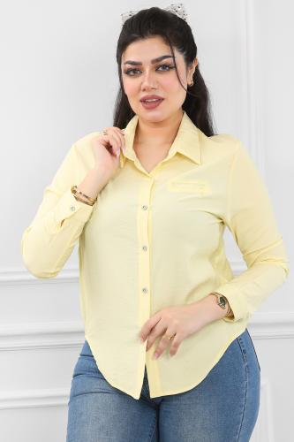قميص نسائي بأكمام طويلة وأزرار صغيرة
