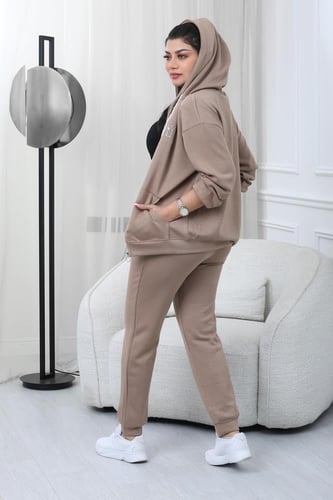 ترنج شتوي كاجوال هودي بسحاب وبنطال