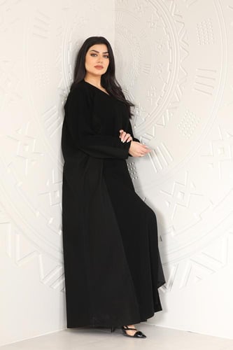 عباية قماش ملكي الفاخر تدخيلة كتان في الجوانب والك...