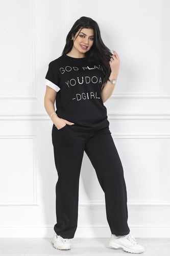 ترنج نسائي كاجوال تيشرت طويل مزين بطباعة على الصدر...