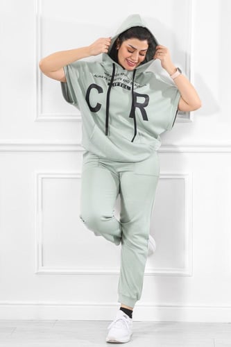 ترنج نسائي كاجوال طبي نص كم عريض مزين بطبعة بأحرف...