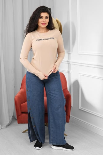 تيشرت نسائية كاجوال بأكمام طويلة بفتحات للإبهام في...