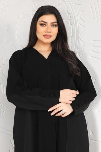 عباية قماش ملكي الفاخر تدخيلة كتان في الجوانب والك...