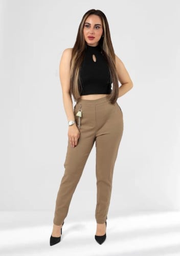 بنطال كاجوال نسائى ضيق بخصر مطاطي مع اكسسوار