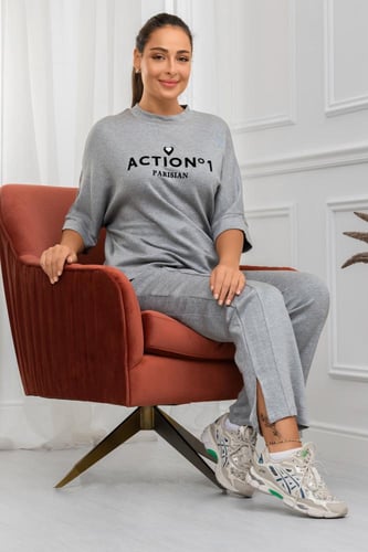 ترنج نسائي كاجوال طبي بنطال مع تيشيرت بياقة مستدير...