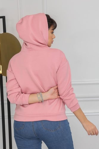 هودي سادة بأكمام طويلة وغطاء للرأس