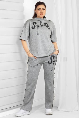 ترنج نسائي كاجوال تيشرت بياقة مرتفعة وأكمام متوسطة...