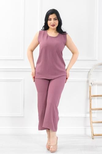 طقم نسائي كاجوال بلا أكمام