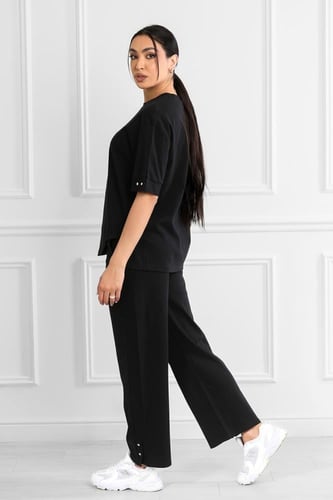 ترنج نسائي كاجوال بتيشرت قصير من الأمام مع أزرار م...