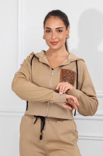 ترنج شتوي كاجوال سحاب بأكمام طويلة وجاكيت قصير