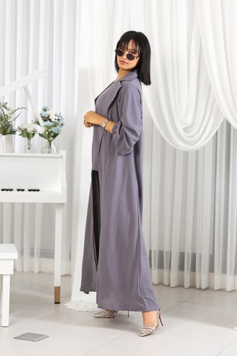 طقم نسائي كاجوال سادة 3 قطع جاكيت طويل