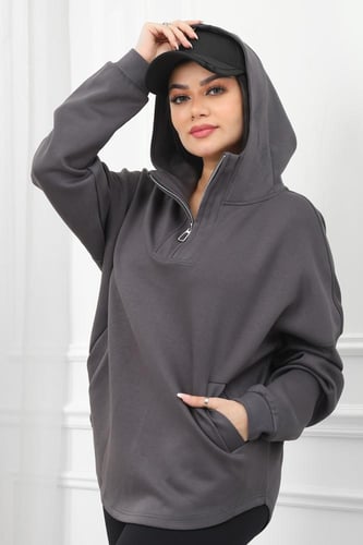 هودي مزود بجيوب امامية وقبعة