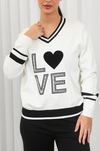 ترنج شتوي كاجوال لونين بأكمام طويلة وياقة V