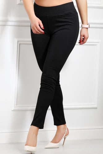 بنطال كاجوال نسائي ضيق بتصميم سادة بسيط، بدون أزرا...