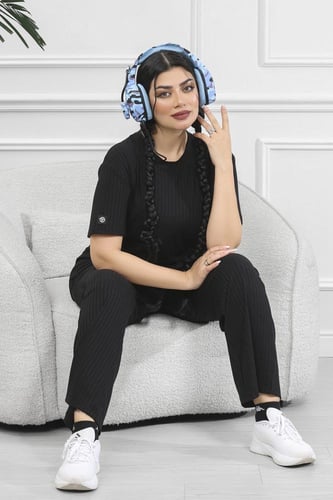 ترنج نسائي كاجوال ريب سادة تيشرت قصير من الأمام وظ...