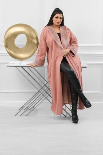 فروة شتوية طويلة ناعمة مبطنة بالفرو من الداخل وأكم...