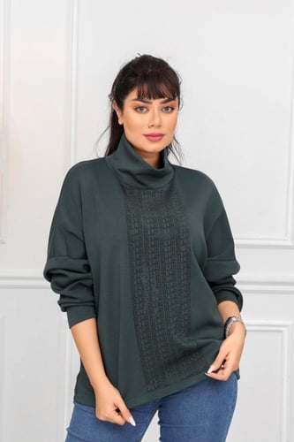 بلوزة نسائية أكمام طويله بياقة مرتفعة