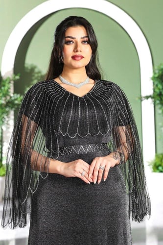 فستان سهرة بأكمام شيفون