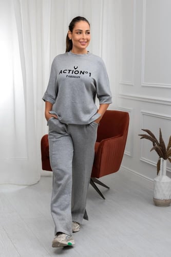 ترنج نسائي كاجوال طبي بنطال مع تيشيرت بياقة مستدير...